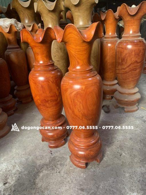 Cặp Lục Bình Gỗ Hương Đỏ Cao 1m4 nguyên khối