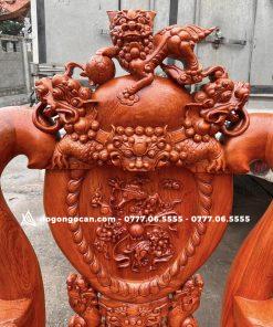 Bộ bàn ghế nghê đỉnh chân 14 cột 12 hàng đục tay đẹp 9 Bộ bàn ghế nghê đỉnh chân 14 cột 12 hàng đục tay đẹp