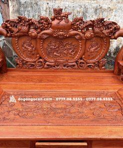 Bộ bàn ghế nghê đỉnh chân 14 cột 12 hàng đục tay đẹp