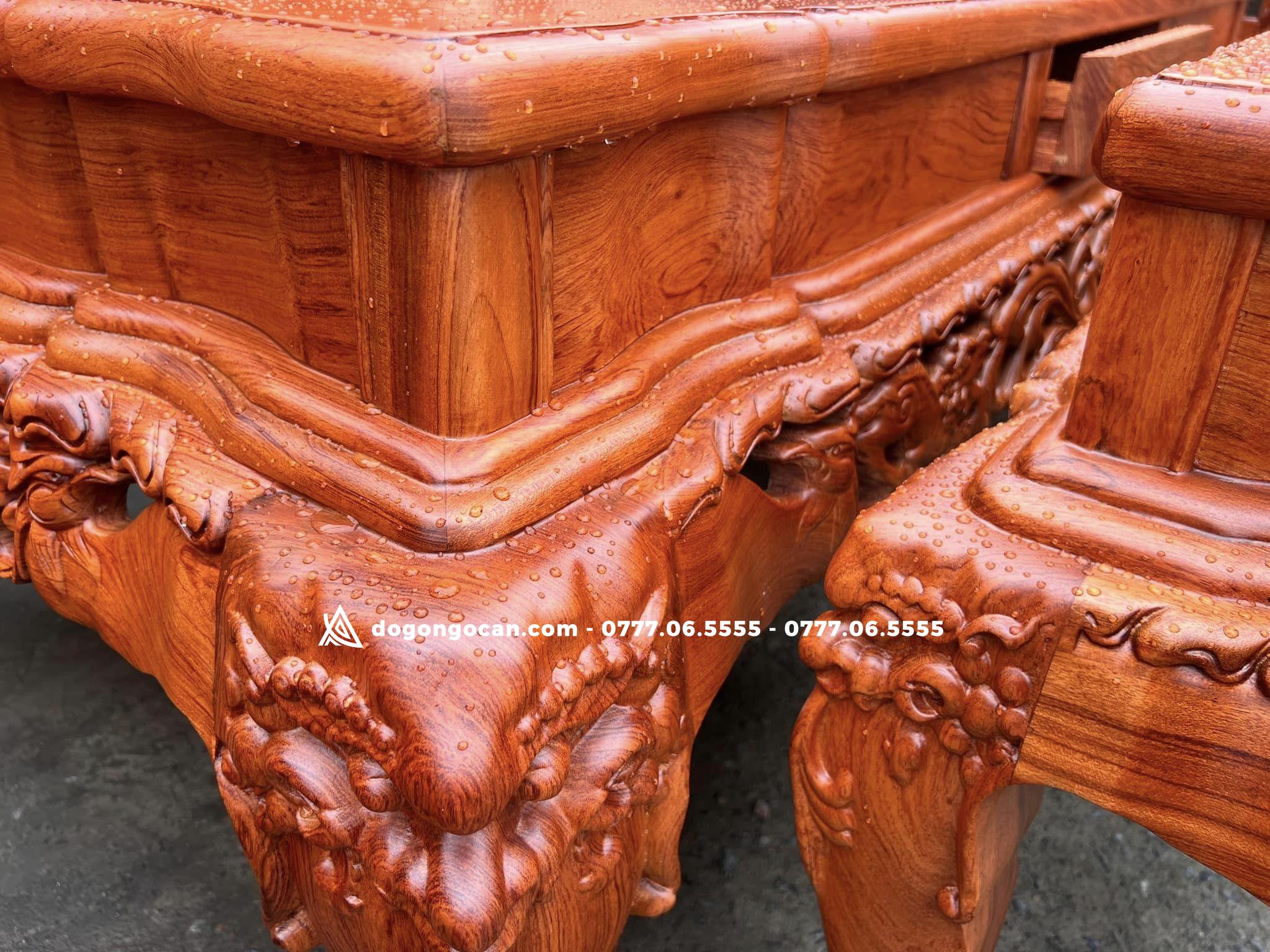 Bộ bàn ghế nghê đỉnh chân 14 cột 12 hàng đục tay đẹp 4 Bộ bàn ghế nghê đỉnh chân 14 cột 12 hàng đục tay đẹp