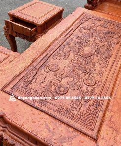 Bộ bàn ghế nghê đỉnh chân 14 cột 12 hàng đục tay đẹp
