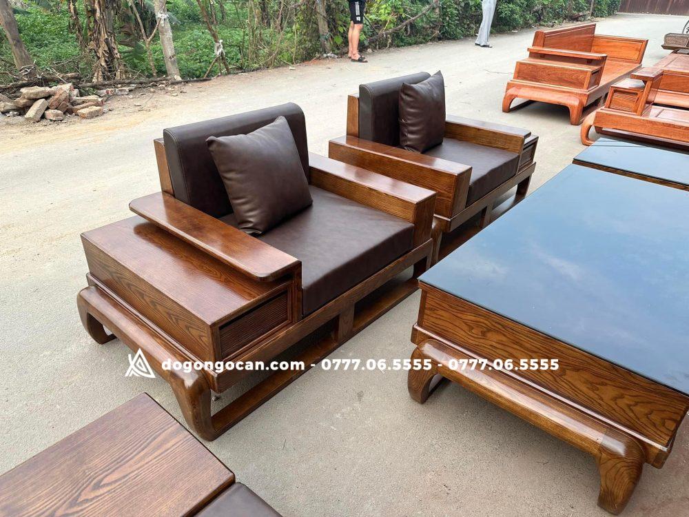 Bộ bàn ghế phòng khách sofa đùi gà mẫu đối gỗ sồi nga 3 Bộ bàn ghế phòng khách sofa đùi gà mẫu đối gỗ sồi nga