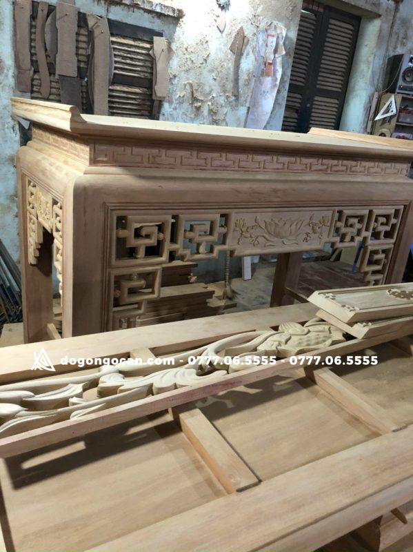 BÀN THỜ ÁN GIAN GỖ SỒI 1M97 – MẪU TRẠM SEN Phun Màu Gỗ Óc Chó 4 BÀN THỜ ÁN GIAN GỖ SỒI 1M97 – MẪU TRẠM SEN Phun Màu Gỗ Hương