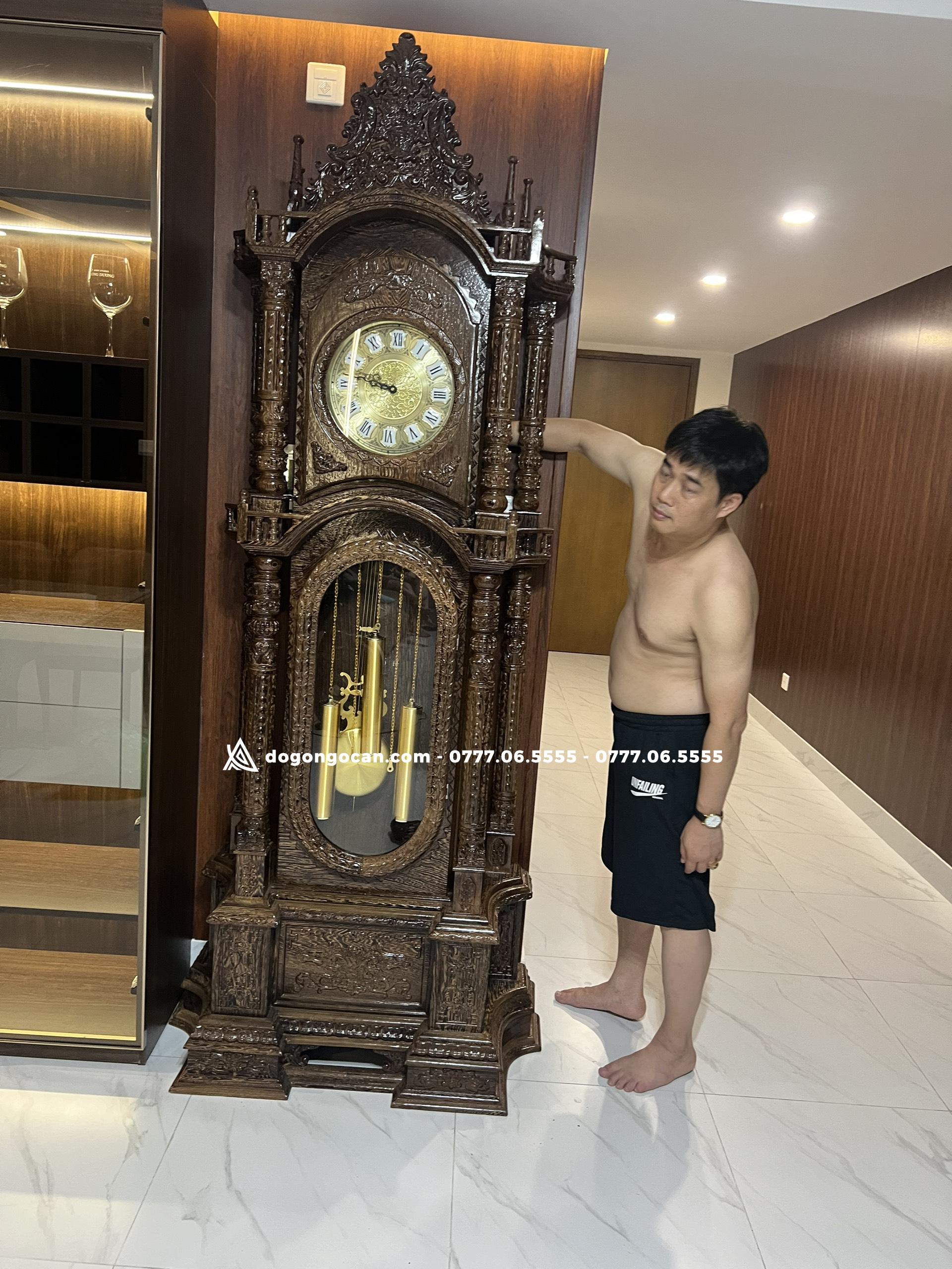 Đồng Hồ Tứ Trụ gỗ mun đuôi công cao 2m3 máy sunny hàn quốc 6 Đồng Hồ Tứ Trụ gỗ mun đuôi công cao 2m3 máy sunny hàn quốc