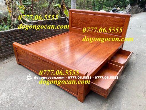 Giường Ngủ gỗ hương đá 1m8 * 2m có ngăn kéo