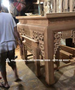BÀN THỜ ÁN GIAN GỖ SỒI 1M97 – MẪU TRẠM SEN Phun Màu Gỗ Hương