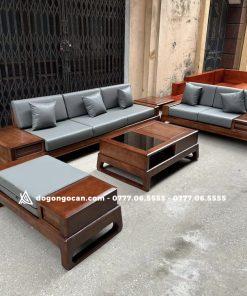 Bộ Sofa Góc Zito Chân Cong Gỗ Hương Đá Nam Phi