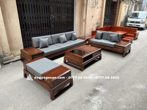 Bộ Sofa Góc Zito Chân Cong Gỗ Hương Đá Nam Phi
