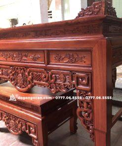 Sập thờ dạ ngũ phúc kim tiền chân hoa chân 12 kèm bàn cơm gỗ sồi nga