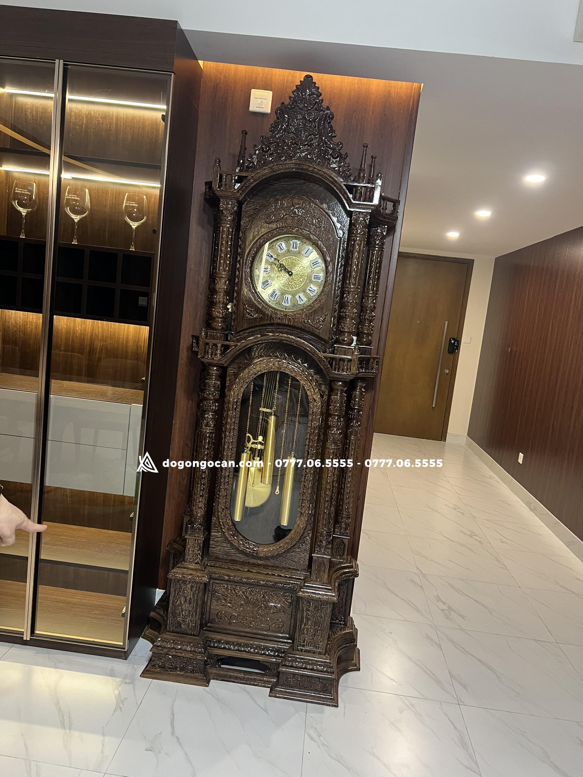 Đồng Hồ Tứ Trụ gỗ mun đuôi công cao 2m3 máy sunny hàn quốc 5 Cây Đồng Hồ Tứ Trụ Gỗ Mun Đuôi Công Nam Phi