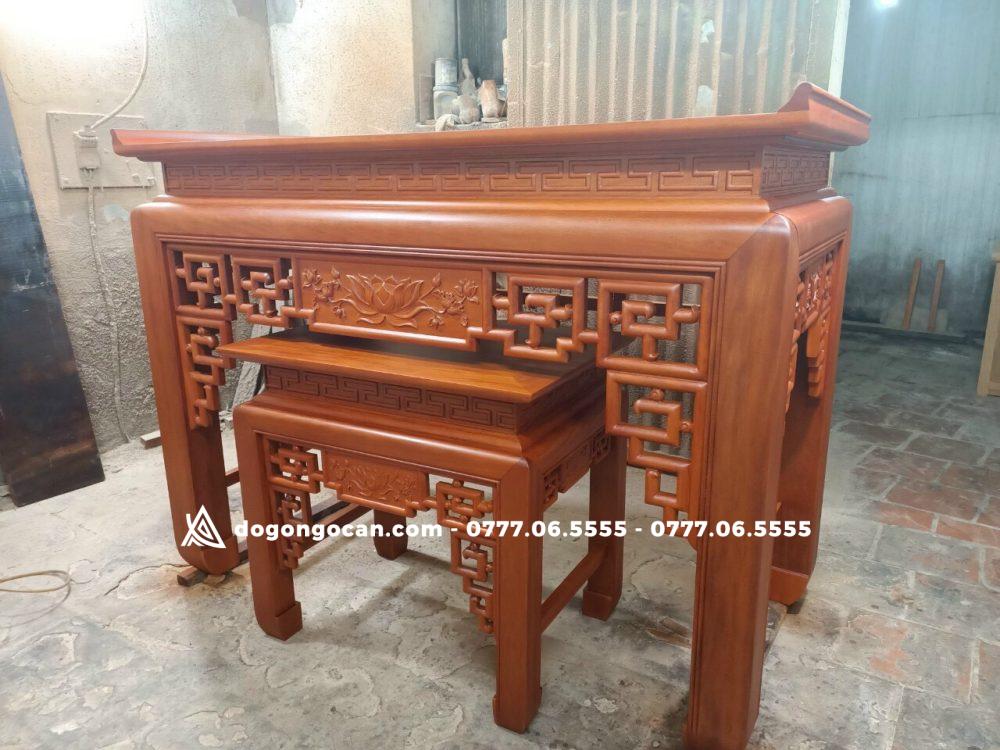 BÀN THỜ ÁN GIAN GỖ SỒI 1M97 - MẪU TRẠM SEN Phun Màu Gỗ Hương 1 Import placeholder for 3955