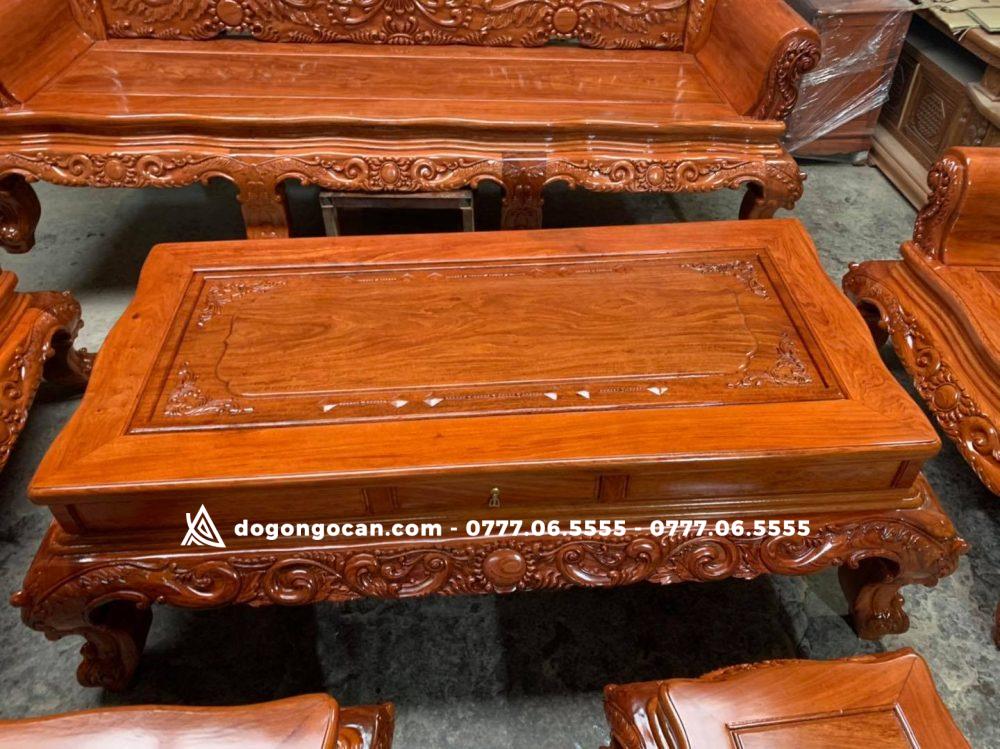 Bộ bàn ghế hoàng gia gỗ hương đá chân 12 tay đặc hàng vip 7 Bộ bàn ghế hoàng gia luxury gỗ hương đá mẫu mới 2024