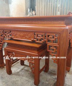 BÀN THỜ ÁN GIAN GỖ SỒI 1M97 – MẪU TRẠM SEN Phun Màu Gỗ Hương