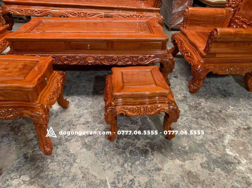 Bộ bàn ghế hoàng gia gỗ hương đá chân 12 tay đặc hàng vip 9 Bộ bàn ghế hoàng gia luxury gỗ hương đá mẫu mới 2024