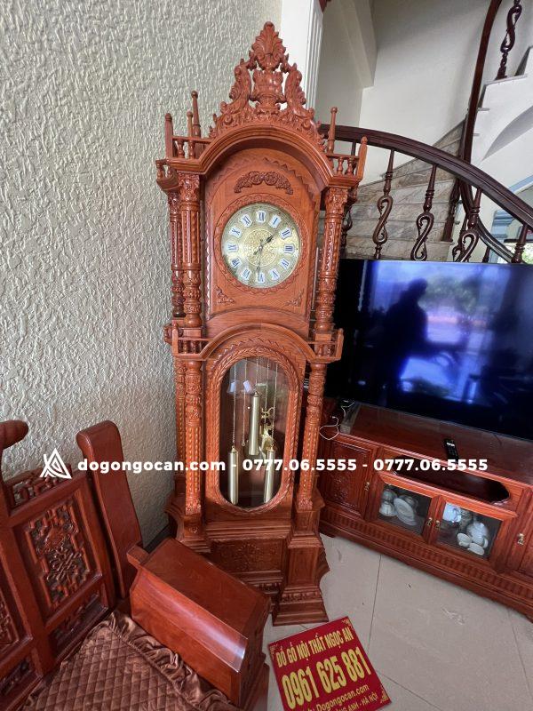 Đồng hồ gỗ đứng giá rẻ gỗ hương đá 9 Đồng hồ gỗ hương đá tự nhiên máy điện tử mẫu đẹp 2023