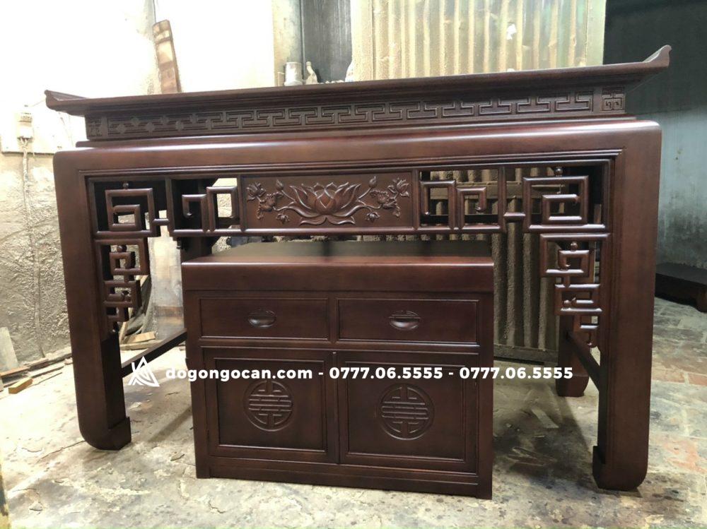 BÀN THỜ ÁN GIAN GỖ SỒI 1M97 – MẪU TRẠM SEN Phun Màu Gỗ Óc Chó 1 Import placeholder for 3964