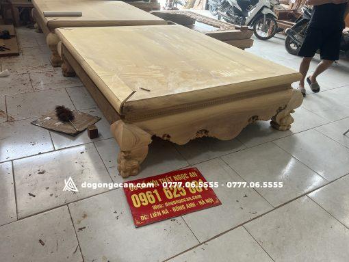 Bộ sập chân quỳ dạ cá gỗ gụ nam phi màu chín mận 1m6*2m
