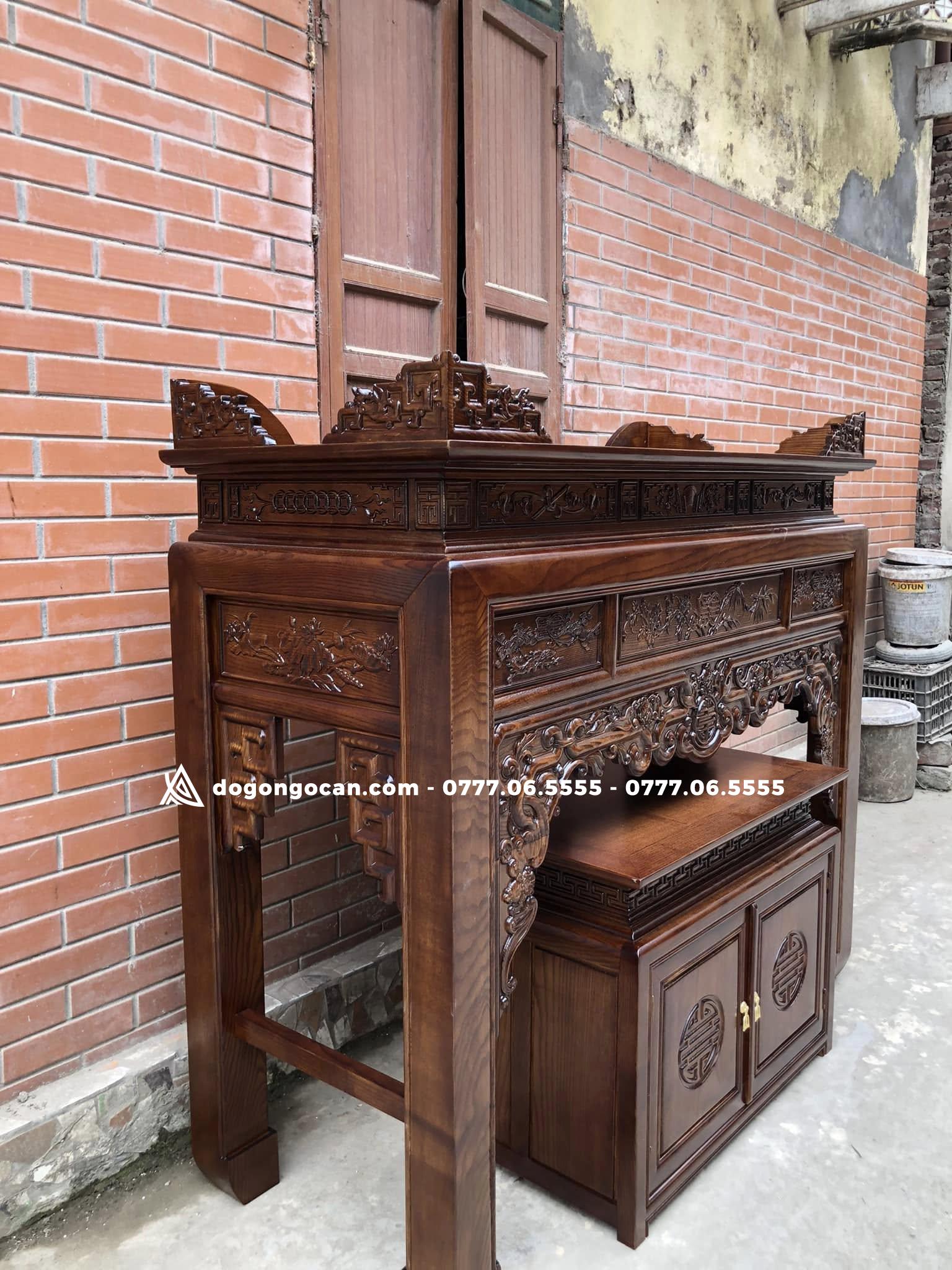 Án gian gỗ sồi nga kích thước 175cm mẫu như ý 4 Án gian gỗ sồi nga kích thước 175cm mẫu như ý