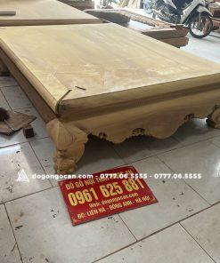 Bộ sập chân quỳ dạ cá gỗ gụ nam phi màu chín mận 1m6*2m