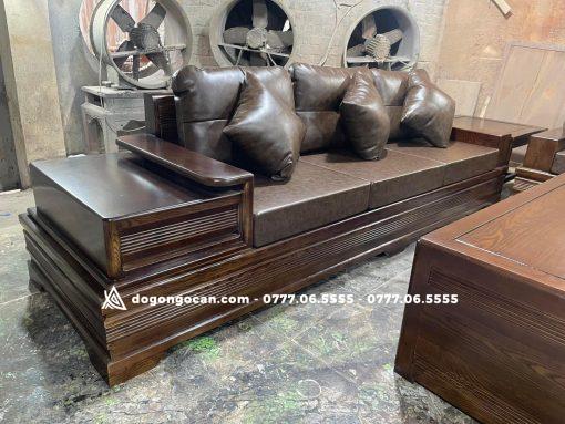 Bộ bàn ghế Sofa gỗ sồi mẫu chân pháo kèm đệm cao cấp