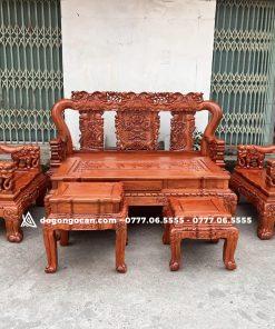 Bộ bàn ghế minh quốc voi chiến cột 14 hàng đẹp đục tay