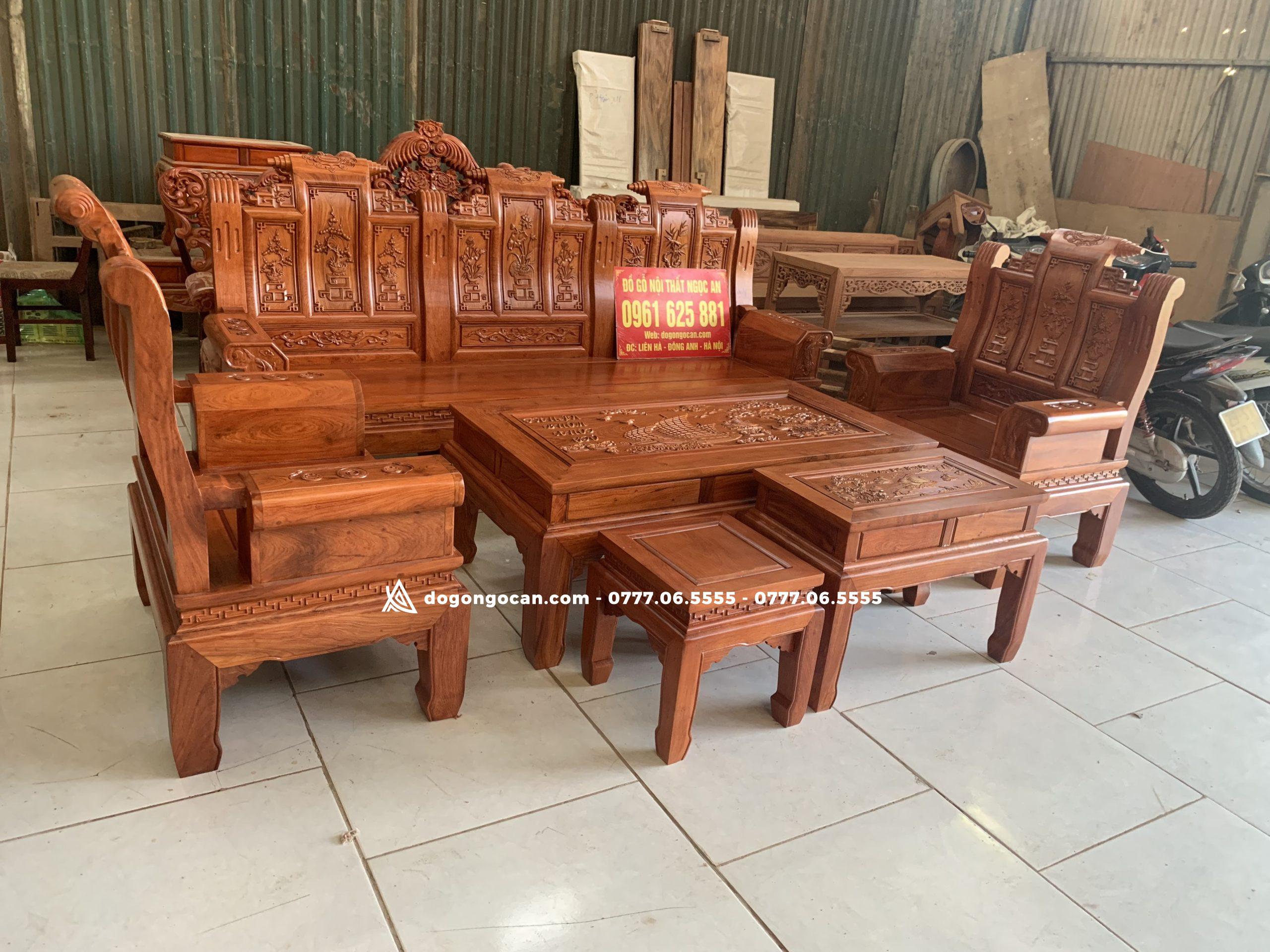 Bộ Bàn Ghế Phòng Khách Âu Á Hộp Gỗ Hương Đá Khuôn 4 ván 2cm 1 Import placeholder for 4534