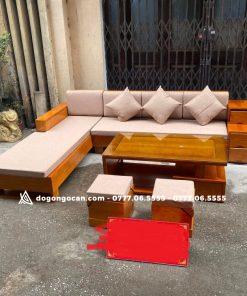 Bộ Bàn Ghế Sofa Góc kiểu dáng 3 ngăn kéo gỗ Sồi Nga