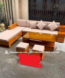 Bộ Bàn Ghế Sofa Góc kiểu dáng 3 ngăn kéo gỗ Sồi Nga