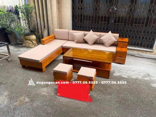 Bộ Bàn Ghế Sofa Góc kiểu dáng 3 ngăn kéo gỗ Sồi Nga