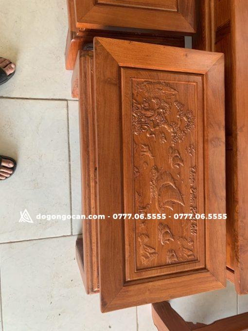 Bộ Bàn Ghế Phòng Khách Âu Á Hộp Gỗ Hương Đá Khuôn 4 ván 2cm