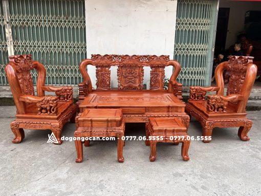 Bộ bàn ghế minh quốc voi chiến cột 14 hàng đẹp đục tay