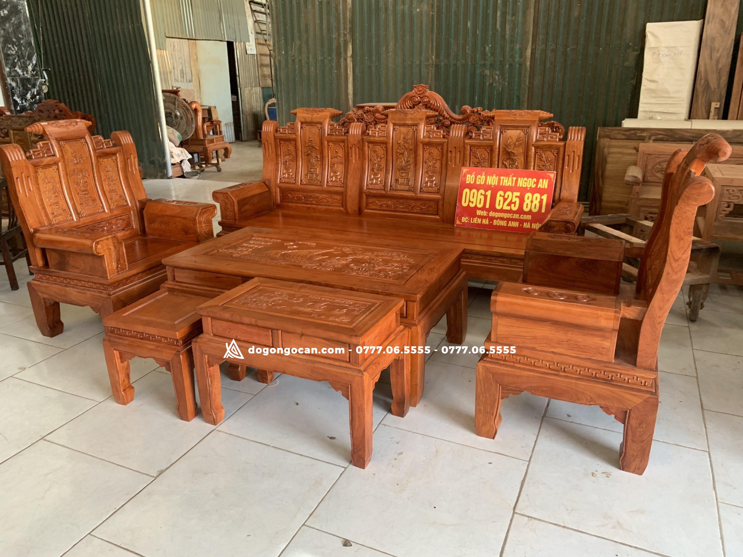 Bộ Bàn Ghế Phòng Khách Âu Á Hộp Gỗ Hương Đá Khuôn 4 ván 2cm 5 Bộ Bàn Ghế Phòng Khách Âu Á Hộp Gỗ Hương Đá Khuôn 4 ván 2cm