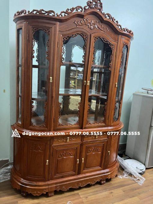 Tủ rượu bán nguyệt 4 cánh 1m8 I Gỗ Hương Đá Nam Phi