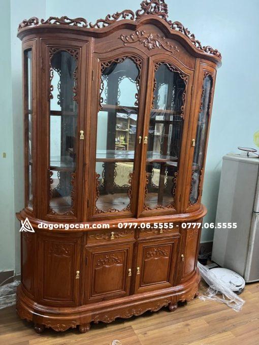 Tủ rượu bán nguyệt 4 cánh 1m8 I Gỗ Hương Đá Nam Phi