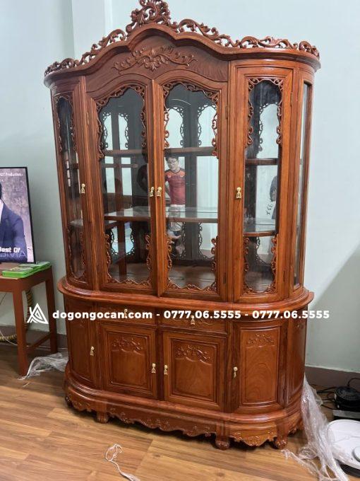 Tủ rượu bán nguyệt 4 cánh 1m8 I Gỗ Hương Đá Nam Phi