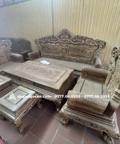 Bàn Ghế Hoàng Gia Gỗ Mun Đuôi Công Chân 14 Tay Đặc Nguyên Khối