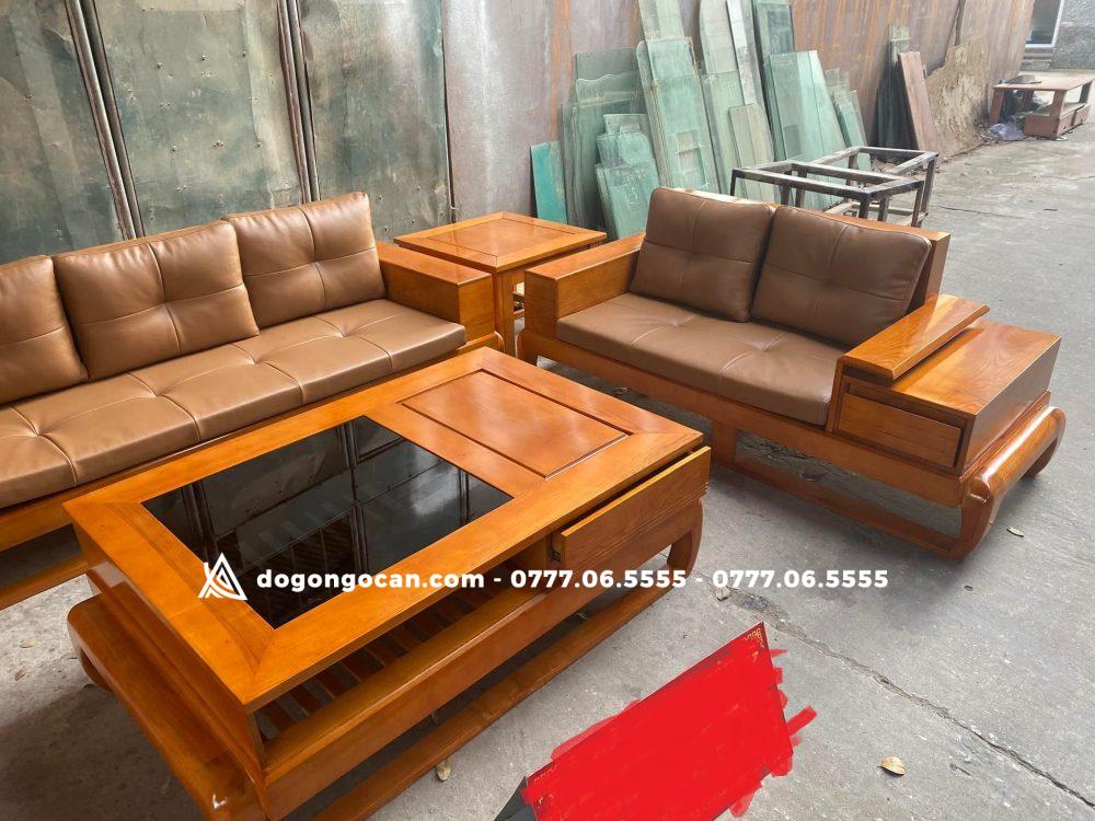 Sofa góc zito chân đùi gà gỗ sồi nga phun màu trần kèm da hàn quốc 3 Sofa góc zito chân đùi gà gỗ sồi nga phun màu trần kèm da hàn quốc