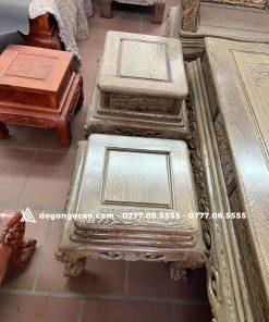 Bàn Ghế Hoàng Gia Gỗ Mun Đuôi Công Chân 14 Tay Đặc Nguyên Khối
