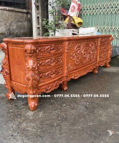 Kệ tivi hoàng gia gỗ hương đá chân 14 đục tay siêu víp