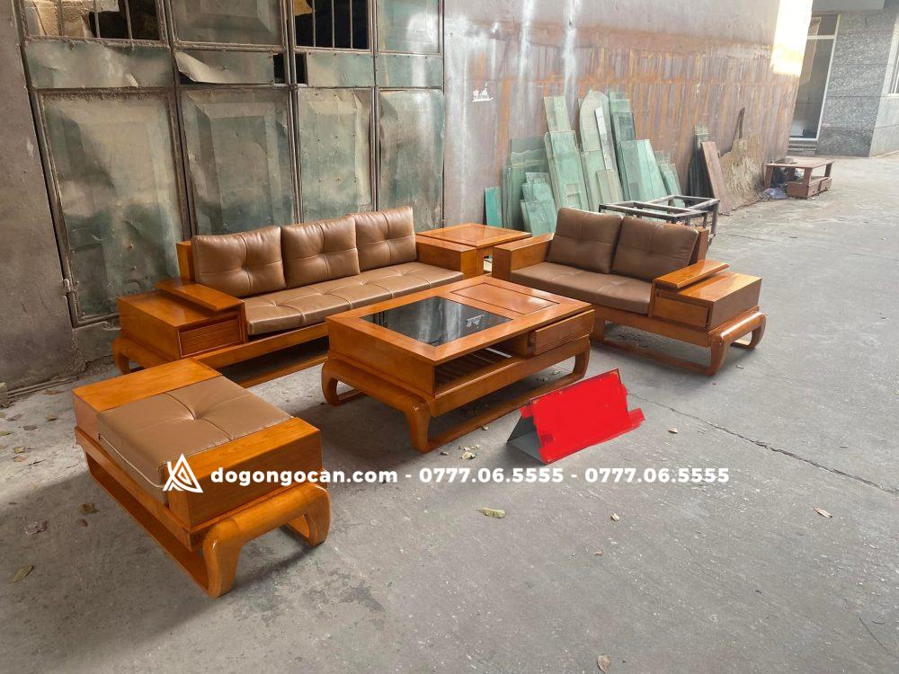 Sofa góc zito chân đùi gà gỗ sồi nga phun màu trần kèm da hàn quốc 1 Import placeholder for 6178