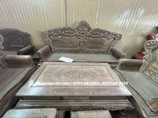 Bàn Ghế Hoàng Gia Gỗ Mun Đuôi Công Chân 14 Tay Đặc Nguyên Khối