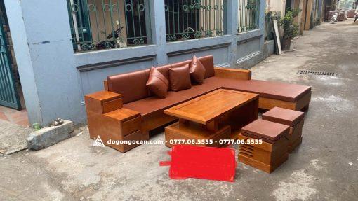 Sofa góc L 3 ngăn kéo gỗ sồi Nga BG226