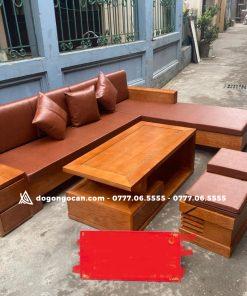 Sofa góc L 3 ngăn kéo gỗ sồi Nga BG226