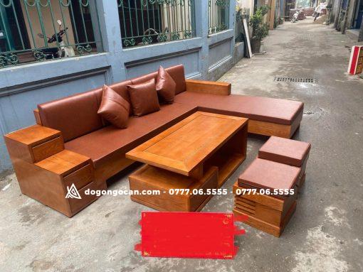 Sofa góc L 3 ngăn kéo gỗ sồi Nga BG226