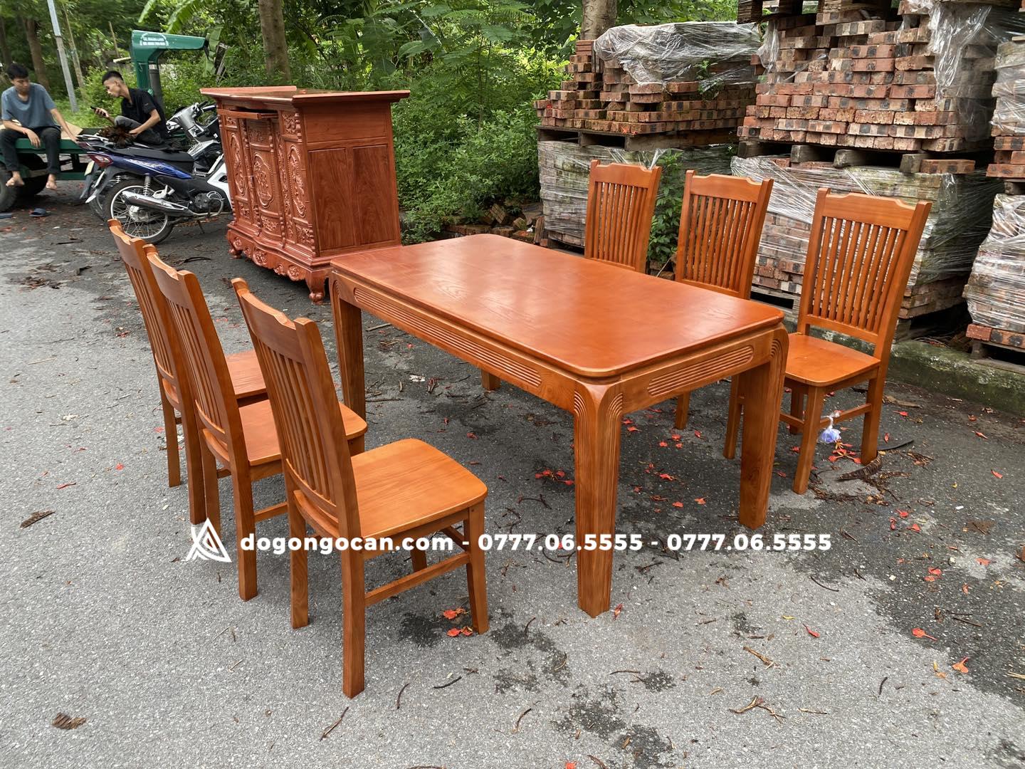Bộ bàn ghế phòng ăn gỗ sồi 1m6 kèm 6 ghế lan cao cấp 4 Bộ bàn ghế phòng ăn gỗ sồi 1m6 kèm 6 ghế lan cao cấp