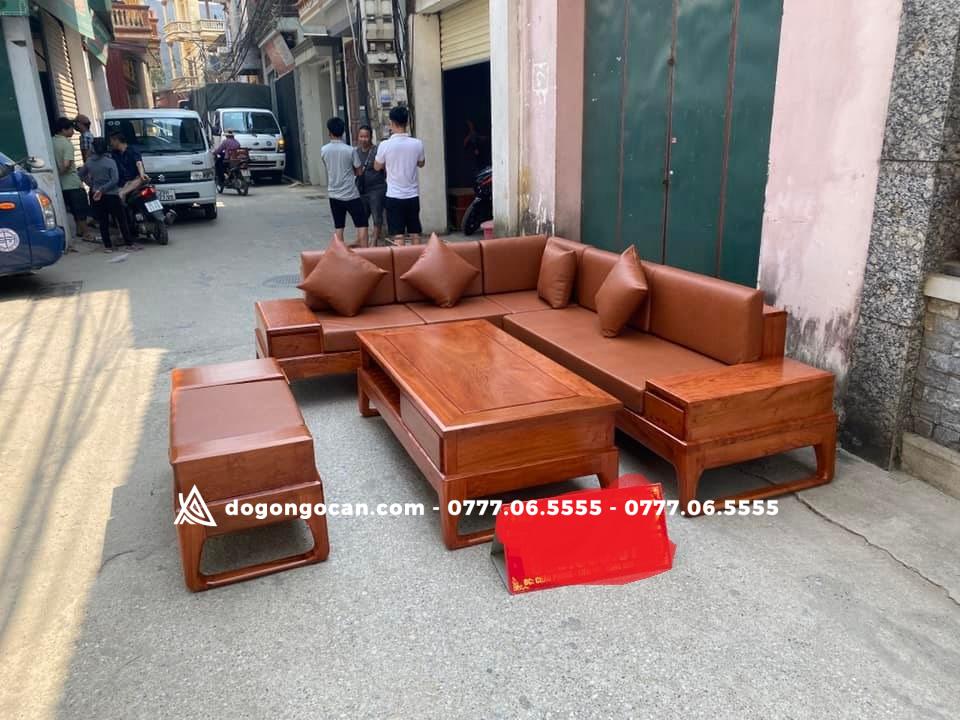 Bộ Sofa góc Zito chân cong góc liền gỗ hương đá 1 Import placeholder for 6193