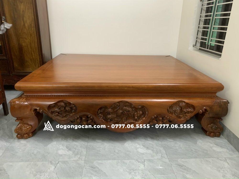 Sập Chân Quỳ Ba Bông Gỗ Gụ Lào chân 24 1m8 * 2m2 3 Sập Chân Quỳ Ba Bông Gỗ Gụ Lào chân 24 1m8 * 2m2