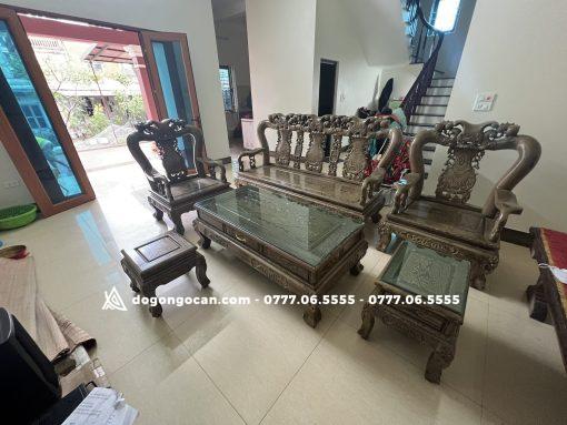 Bộ Bàn ghế minh quốc đào khuôn tranh 4 ván 2 gỗ mun đuôi công nam phi