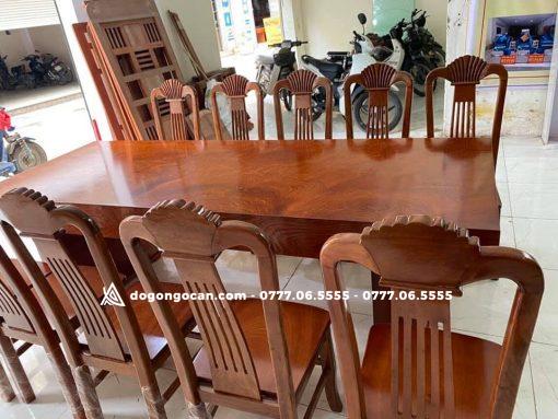 Bàn ghế phòng ăn đóng hộp k3 gỗ hương đá đỏ loại ghế đơn 10 cái