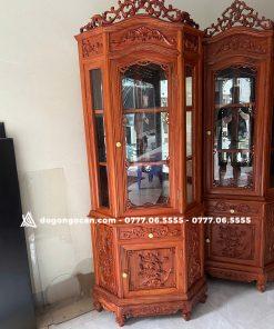 Cây Tủ đựng rượu góc 60cm gỗ hương đá nam phi hàng dày đục kĩ